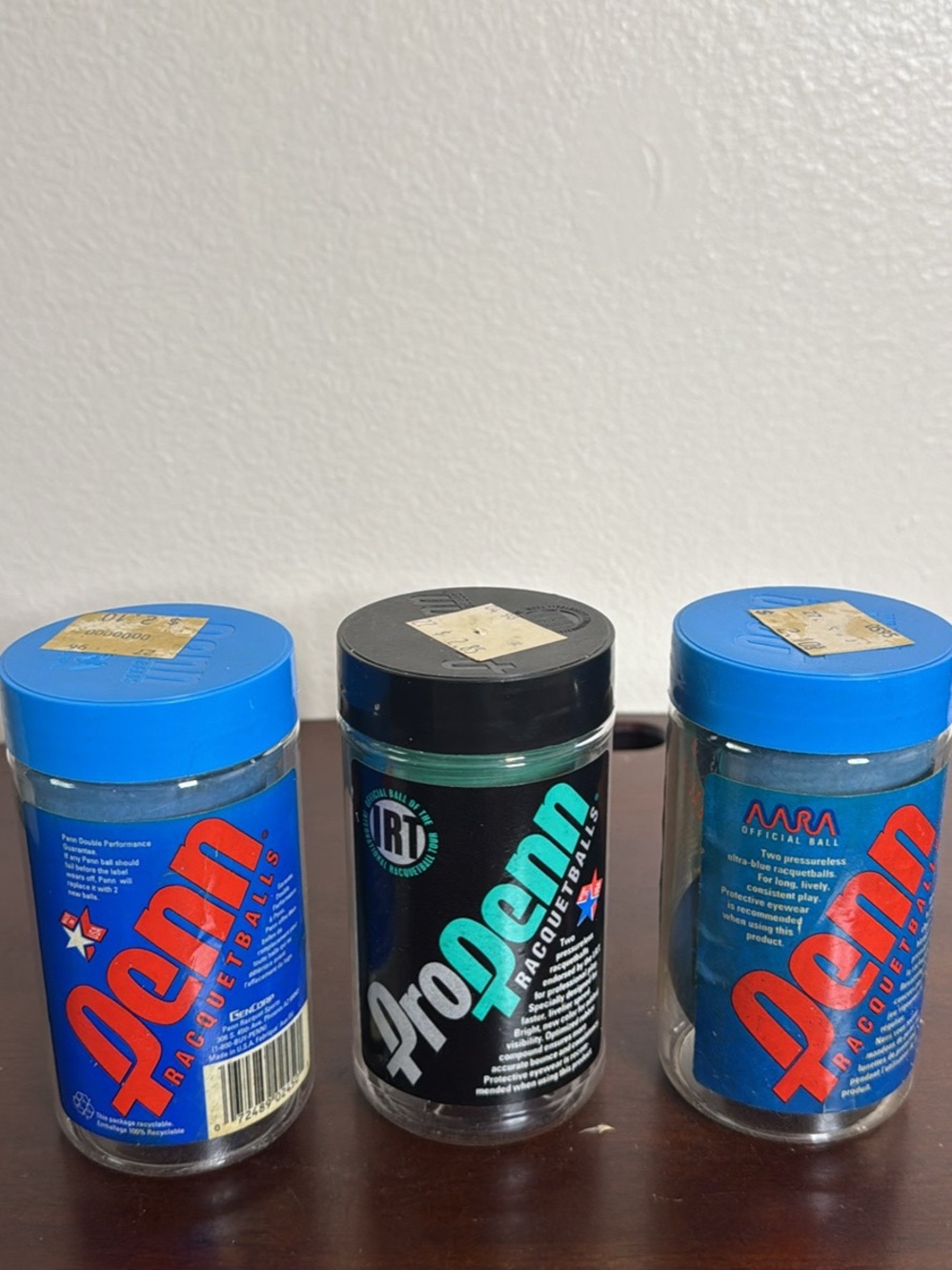 Penn Racquetball Balls Jar - Blue Caps (Set of 3)